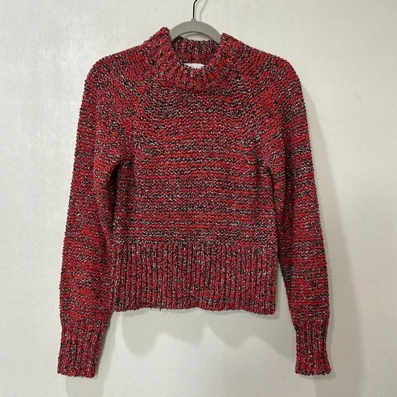 CURRENT ELLIOT WOMEN THE MOONSHINE SWEATER PULLOVER RED BLACK LONG SLEEVE Sz 0 - Picture 2 of 11